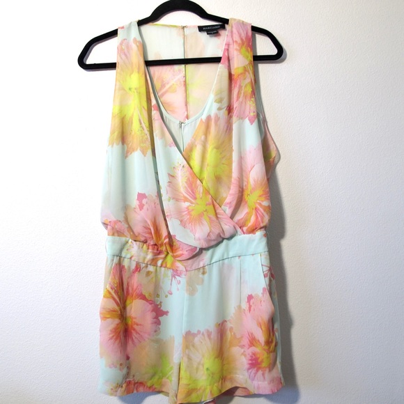 Marciano Pants - Marciano Floral Pastel V Neck Sleeveless Romper
